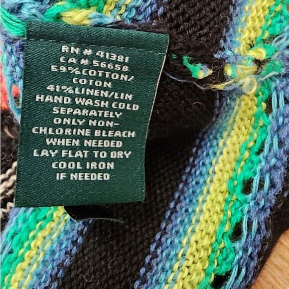 Lauren Ralph Lauren Red Tan Southwestern Drop Shoulder Cardigan-Z9 - Picture 6 of 6